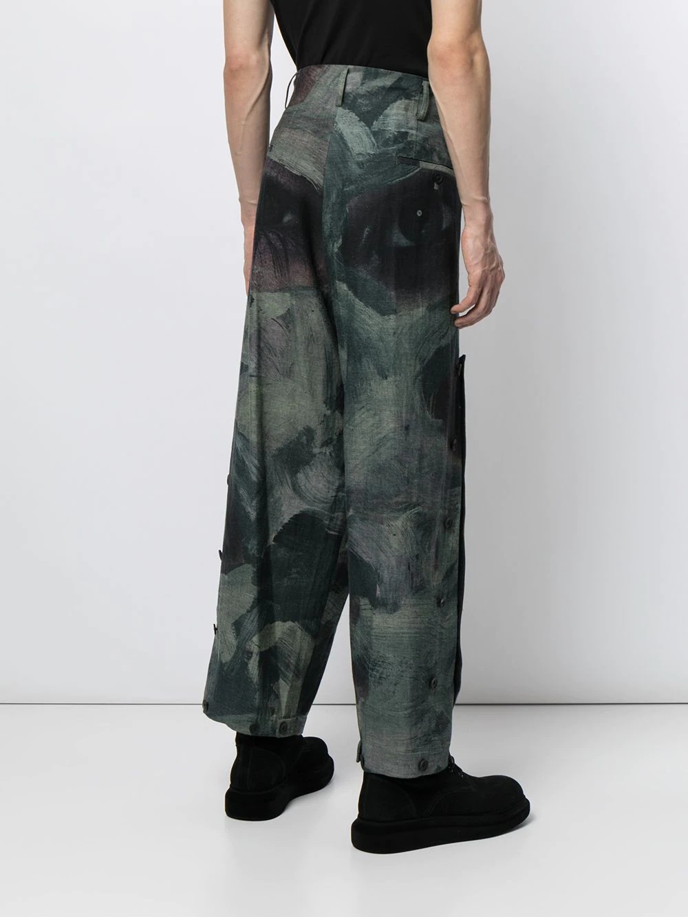 painterly-print drop-crotch trousers - 4