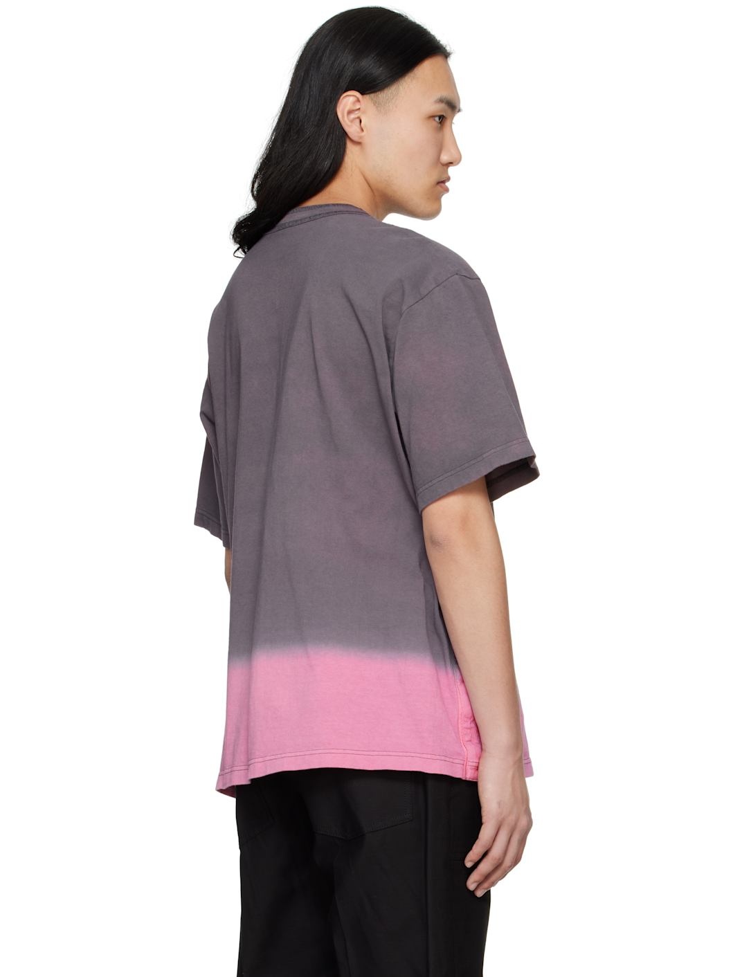 Gray & Pink Garment Dye Cotton Jersey T-shirt - 3