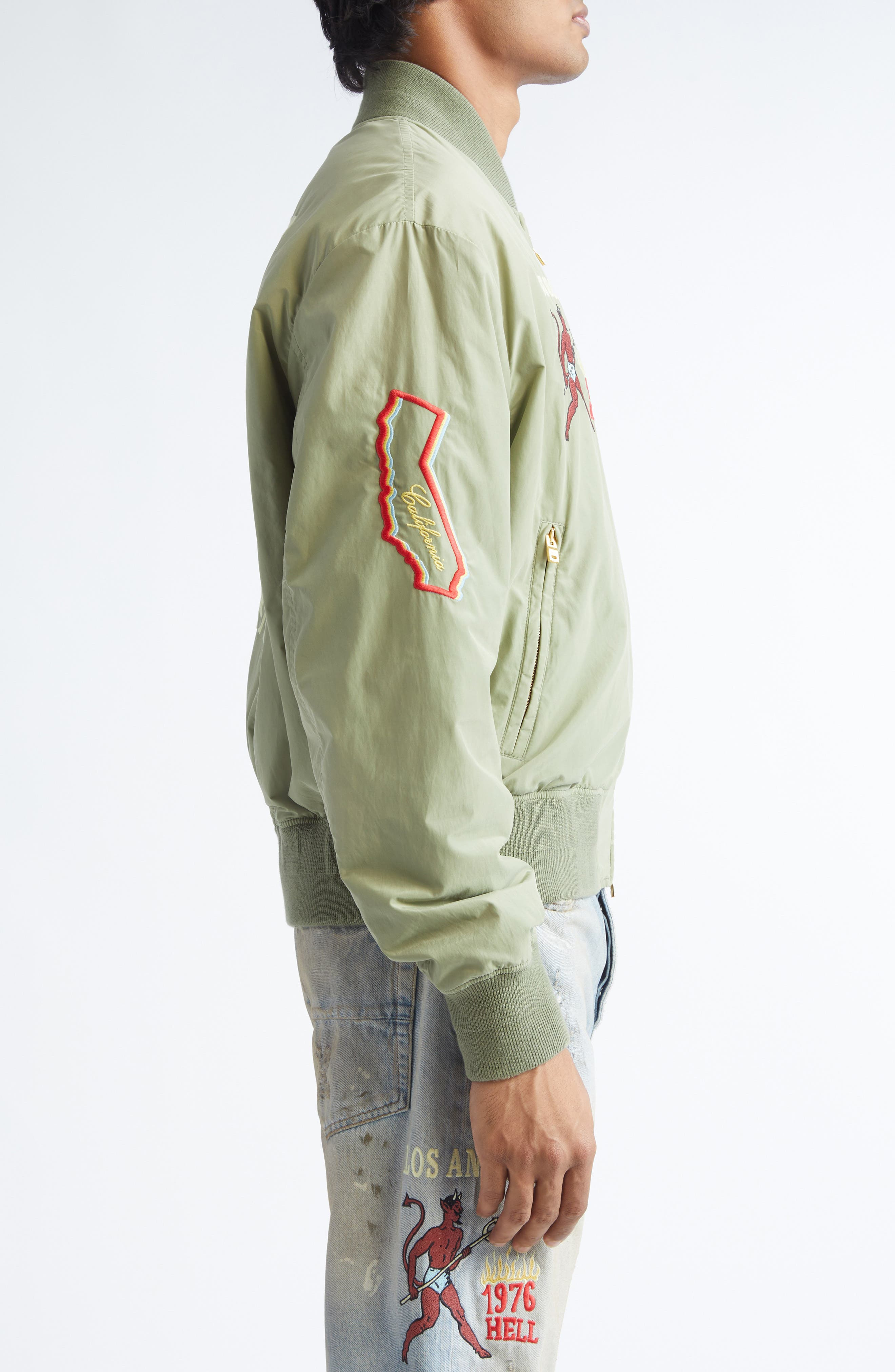 AMIRI Sinners Bomber Jacket in Olive at Nordstrom - 4