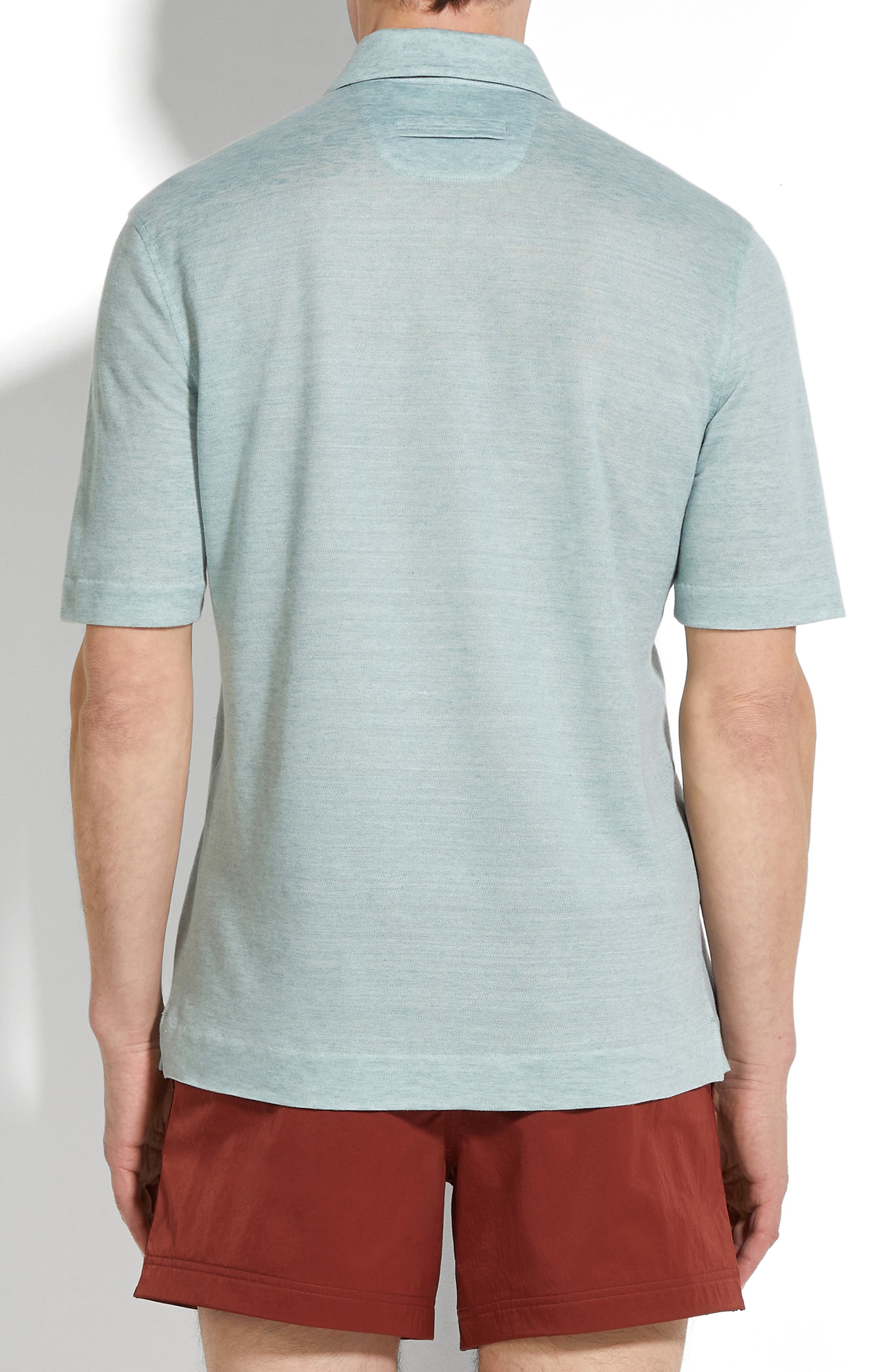ZEGNA Linen Polo in Bright Blue at Nordstrom - 2