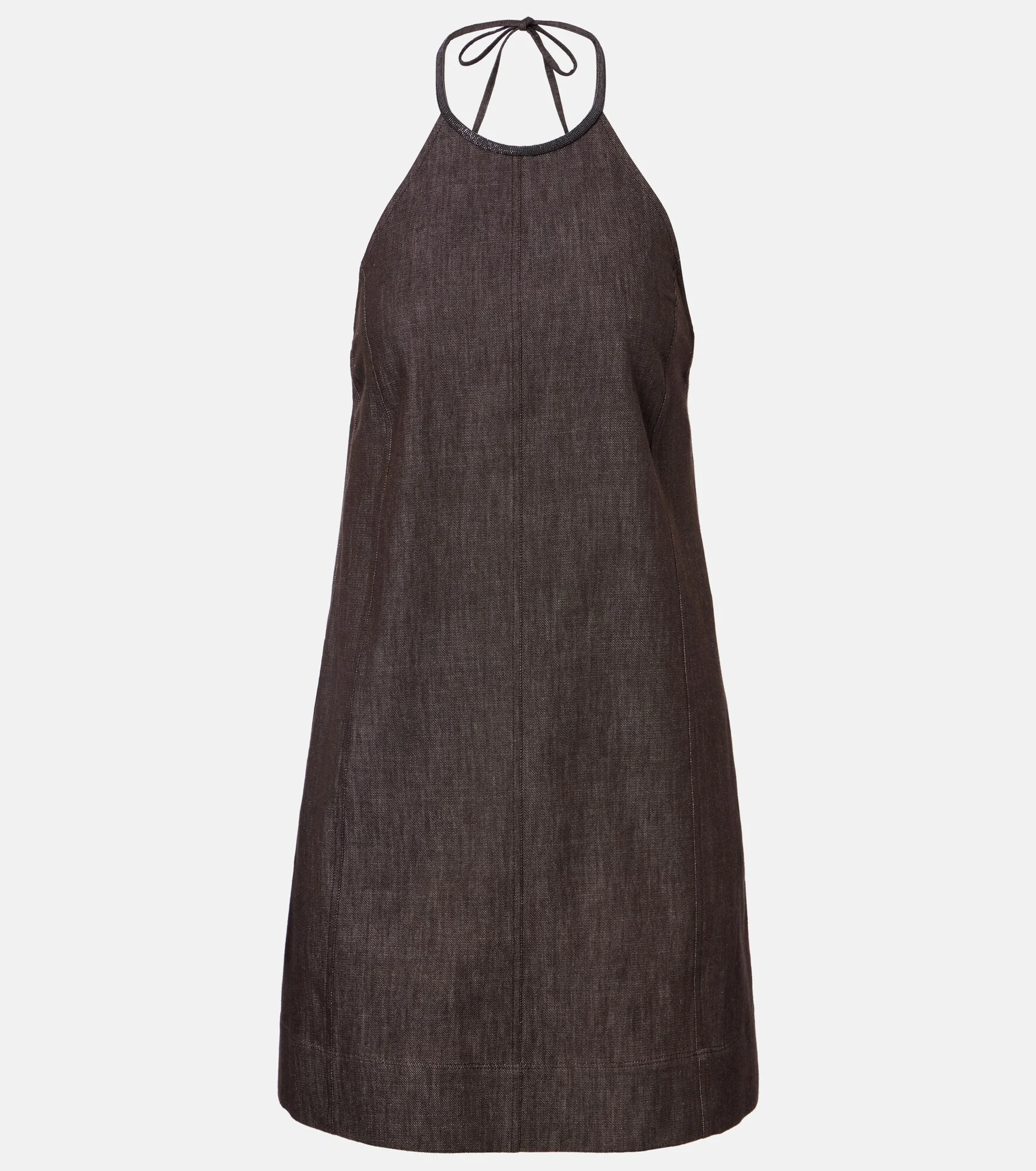 Halterneck open-back cotton minidress - 1