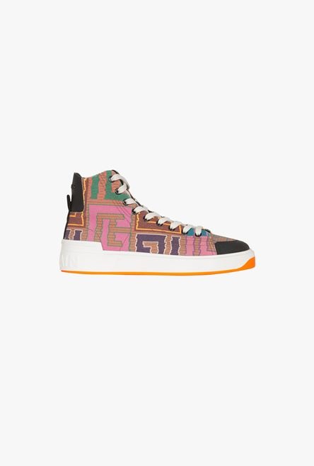 Multicolor needlepoint B-Court high-top sneakers with Balmain monogram - 1