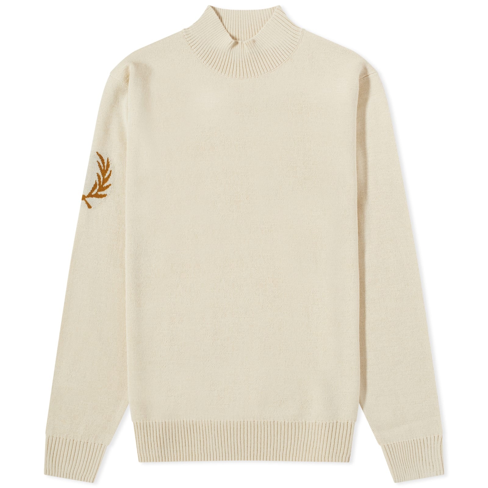 Fred Perry Intarsia Laurel Wreath Mock Neck Knit - 1