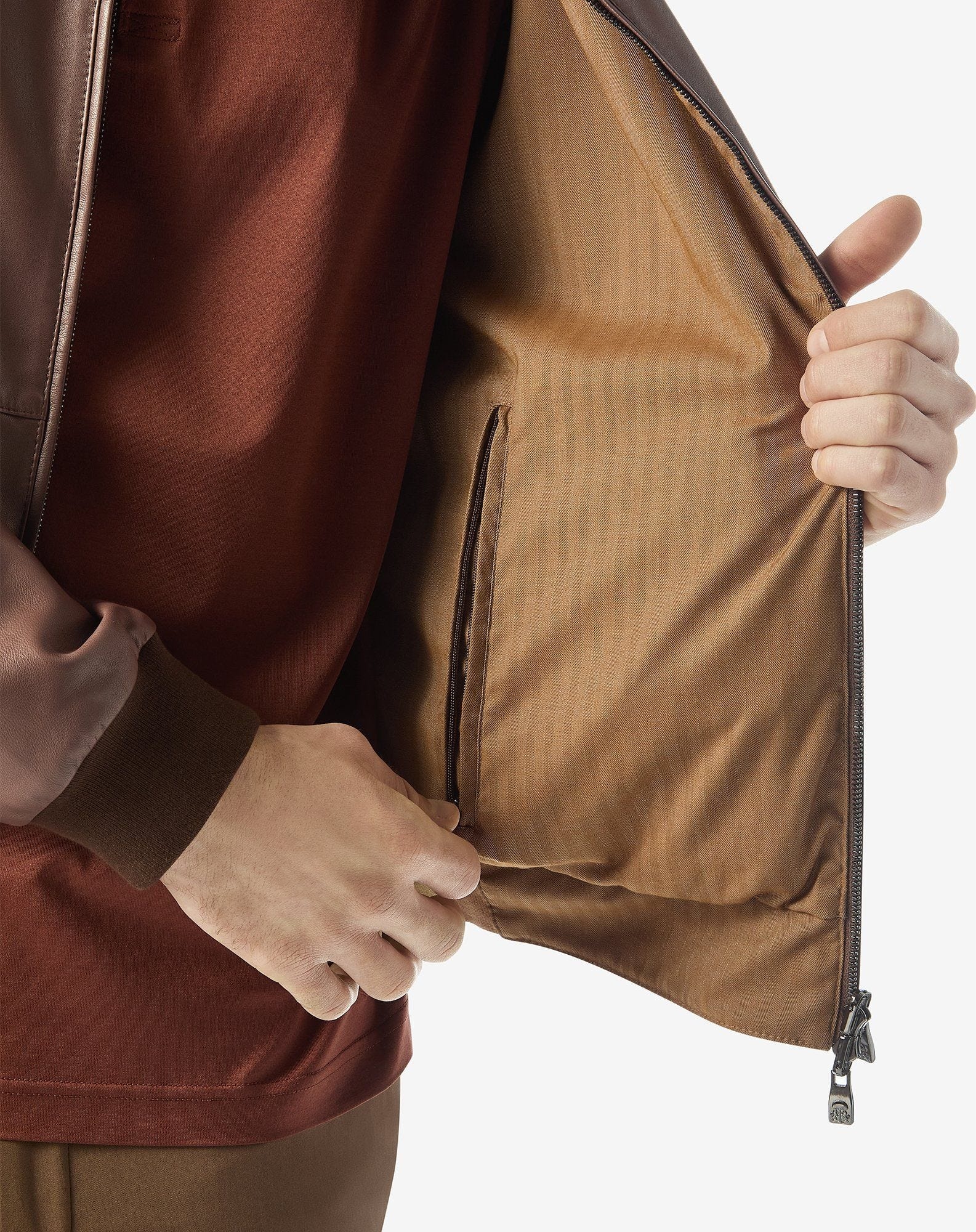 Reversible brown nappa leather jacket - 5