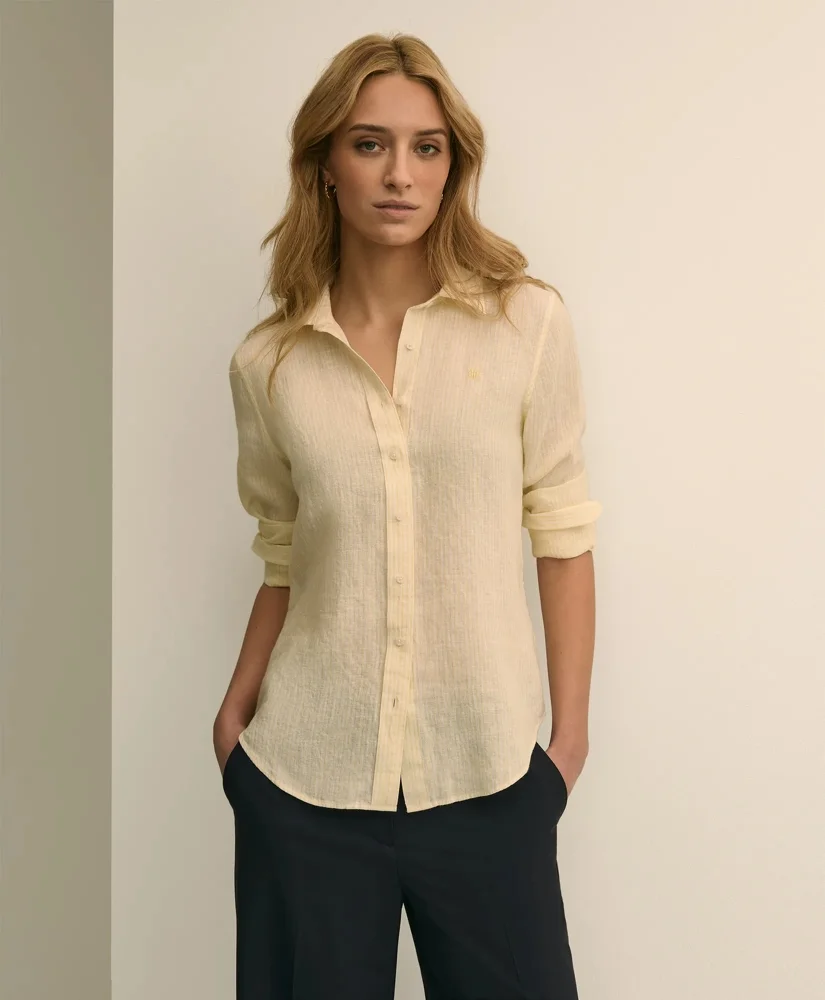 Classic Fit Linen Stripe Shirt - 1