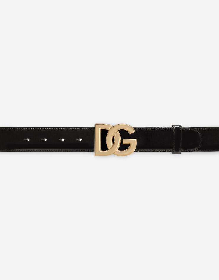 Patent leather belt with DG logo - 3