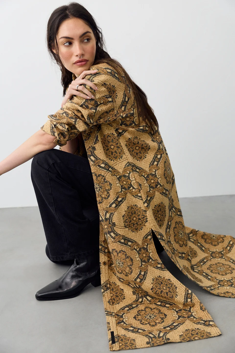 We The Free Brick Lane Jacquard Maxi Shirt Jacket - 1