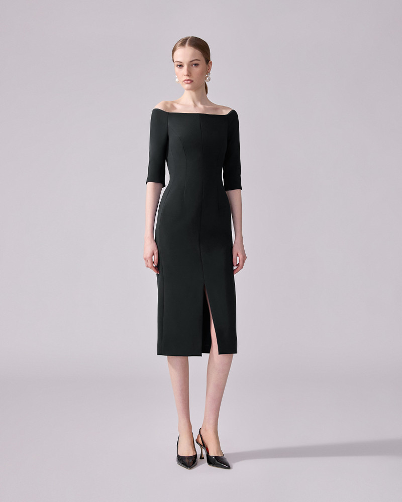 CAROLINA HERRERA Off-Shoulder Midi Dress outlook