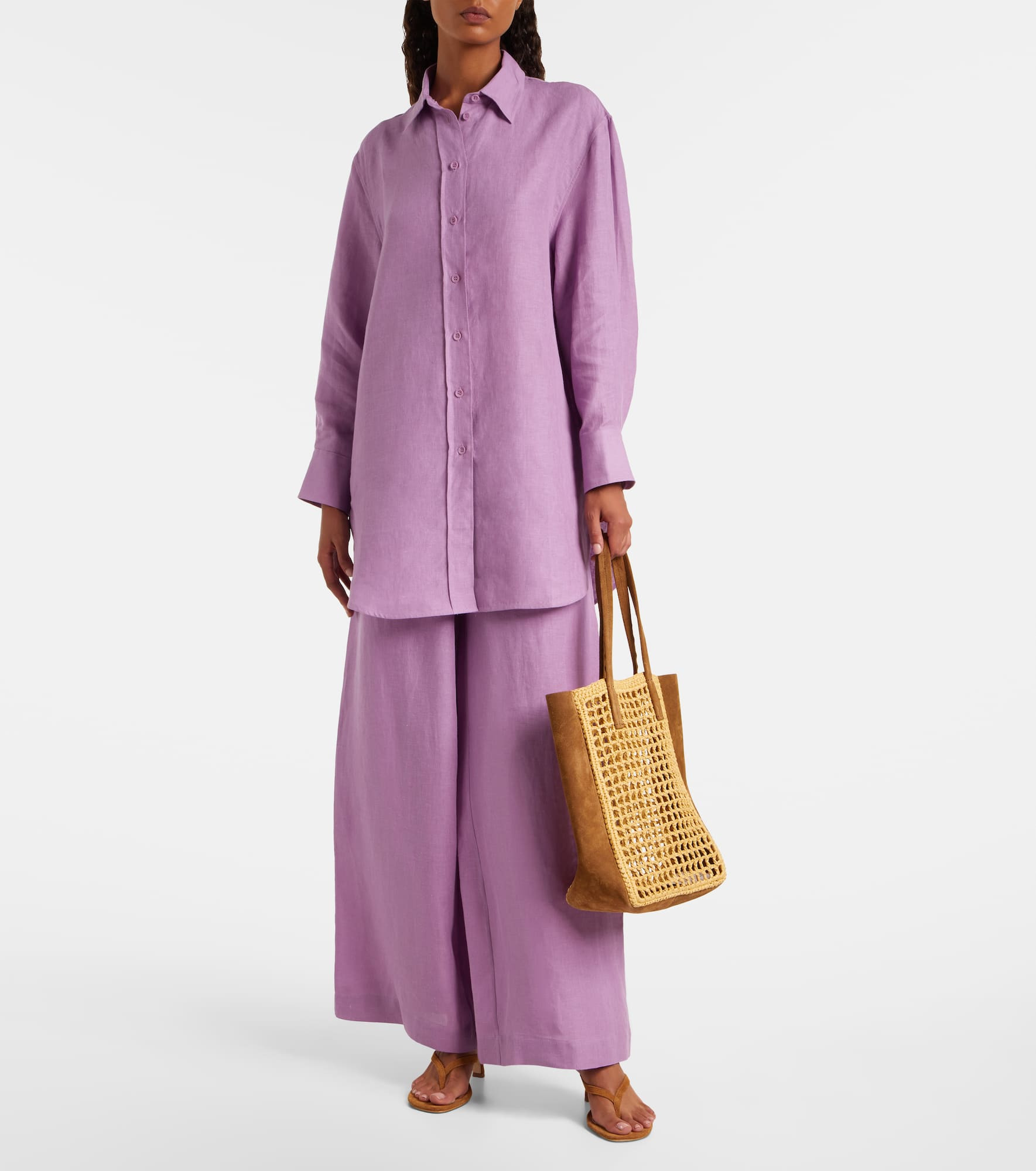 Select linen wide-leg pants - 2