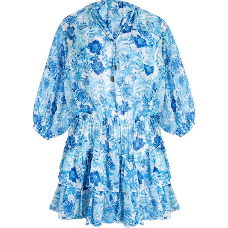 Women Ruffles MIni Dress Tahiti Flowers 1