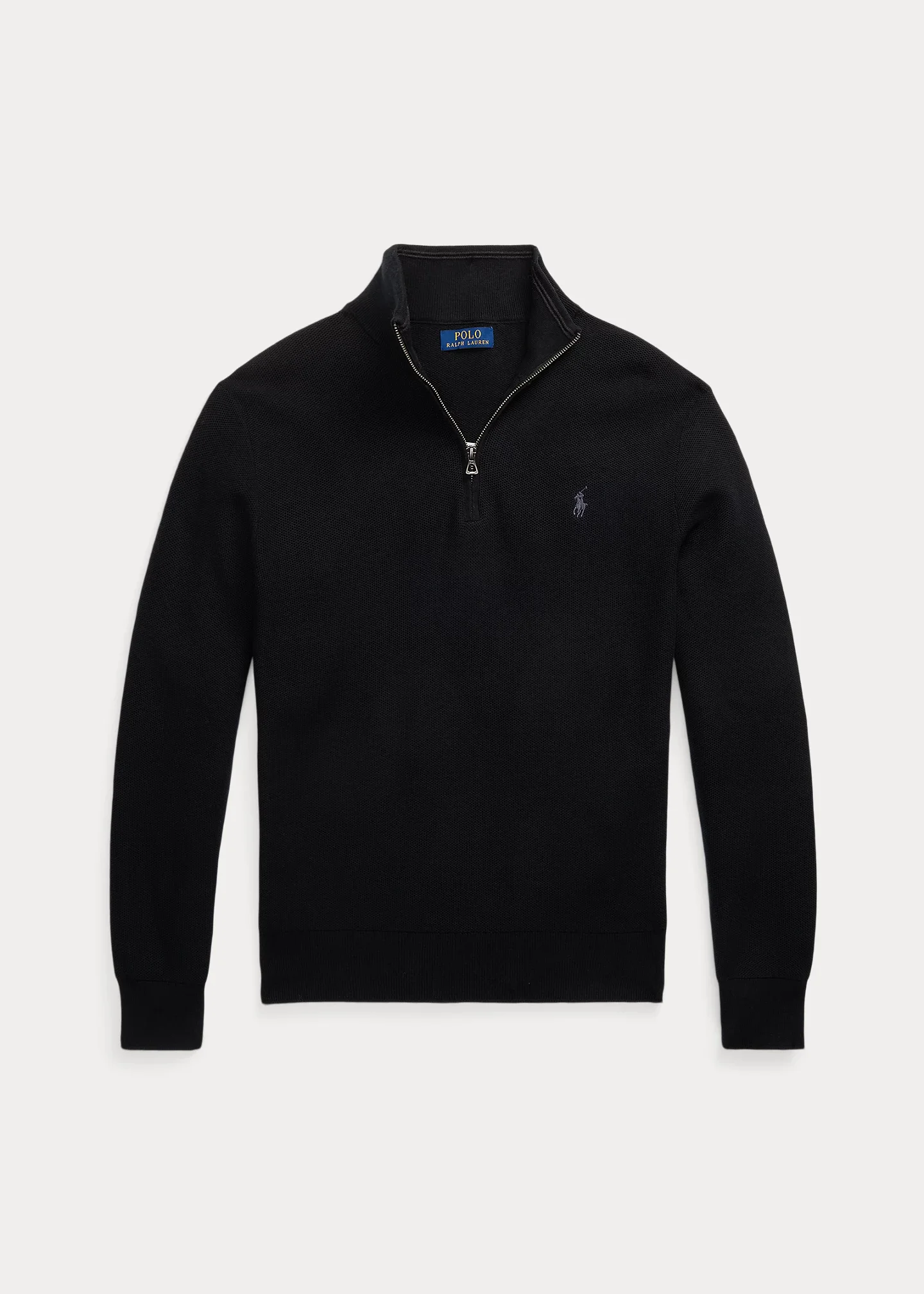 Mesh-Knit Cotton Quarter-Zip Sweater - 1