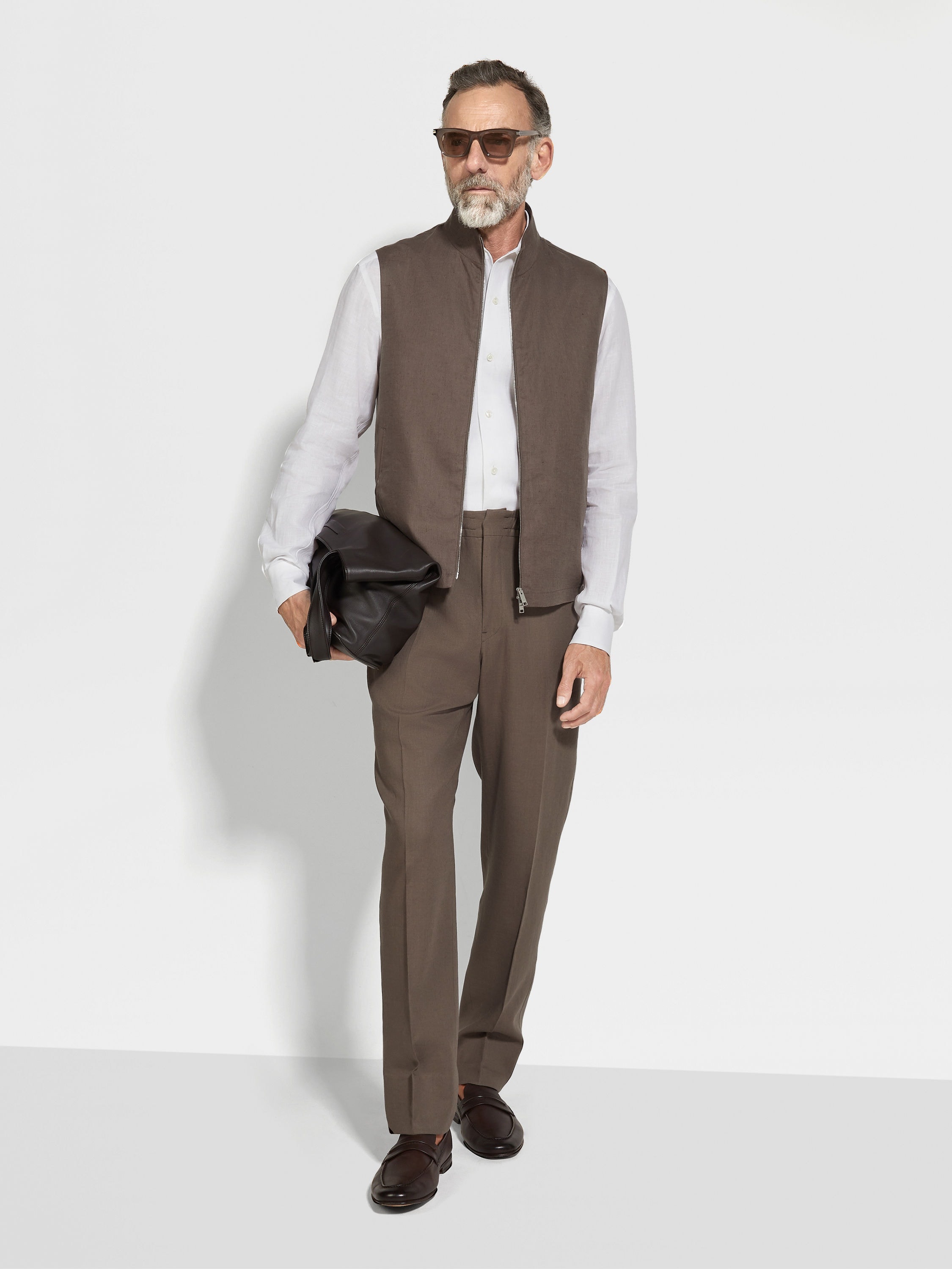 DARK TAUPE OASI LINO PANTS - 3