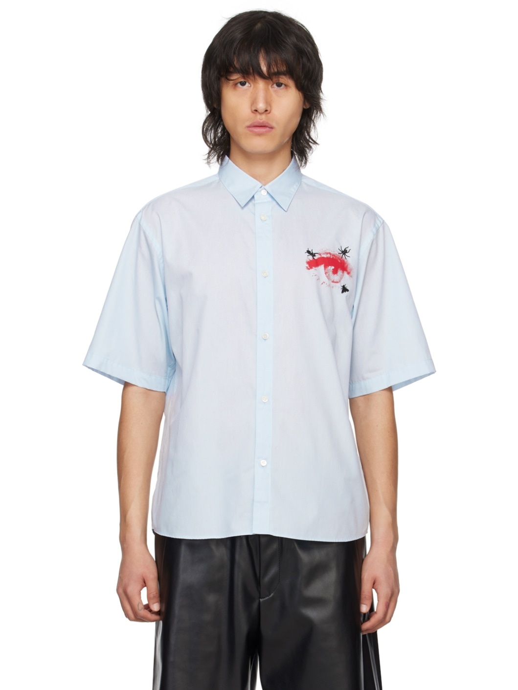 Blue Embroidered Shirt - 1