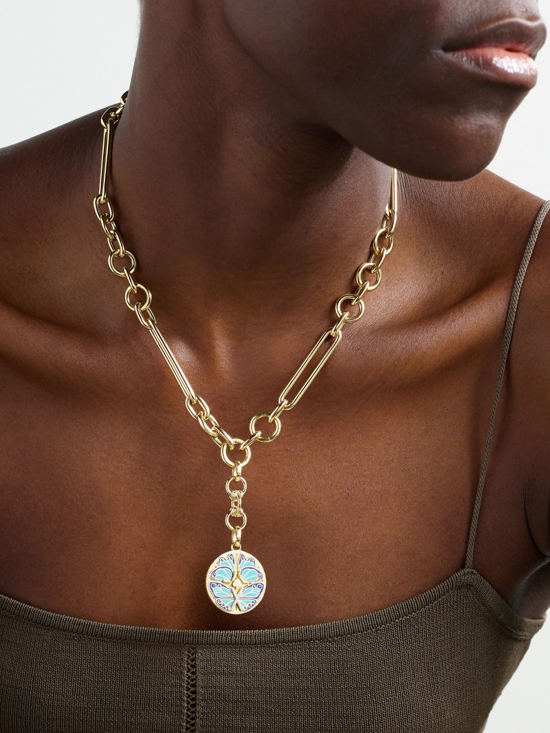 FOUNDRAE Reverie + Midsized Mixed Clip Extension 18-karat Gold, Diamond And Enamel Necklace outlook
