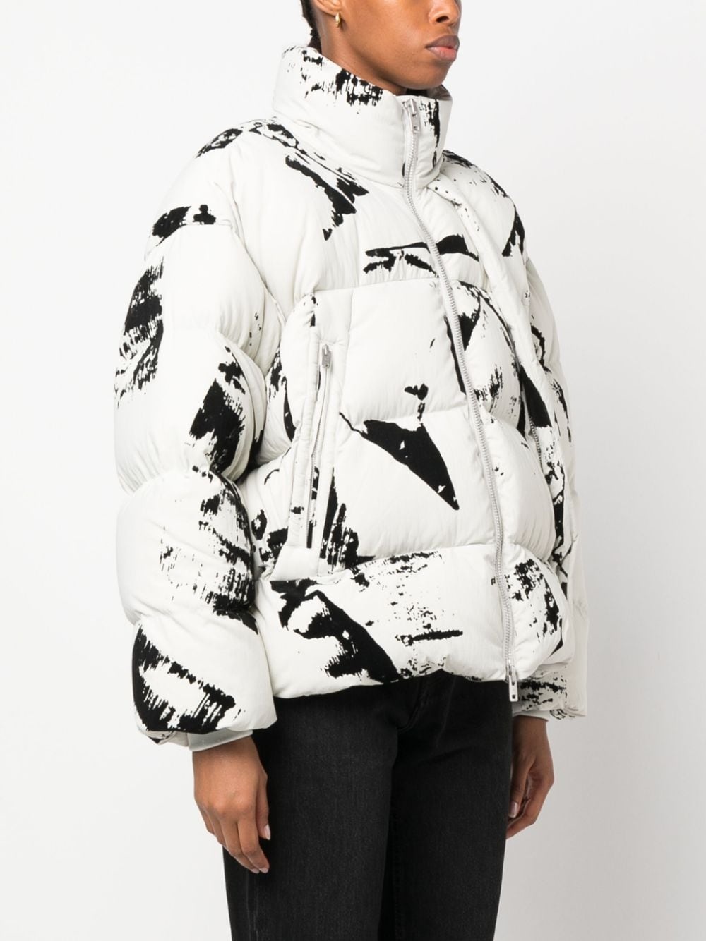 paint splatter-print puffer jacket - 3