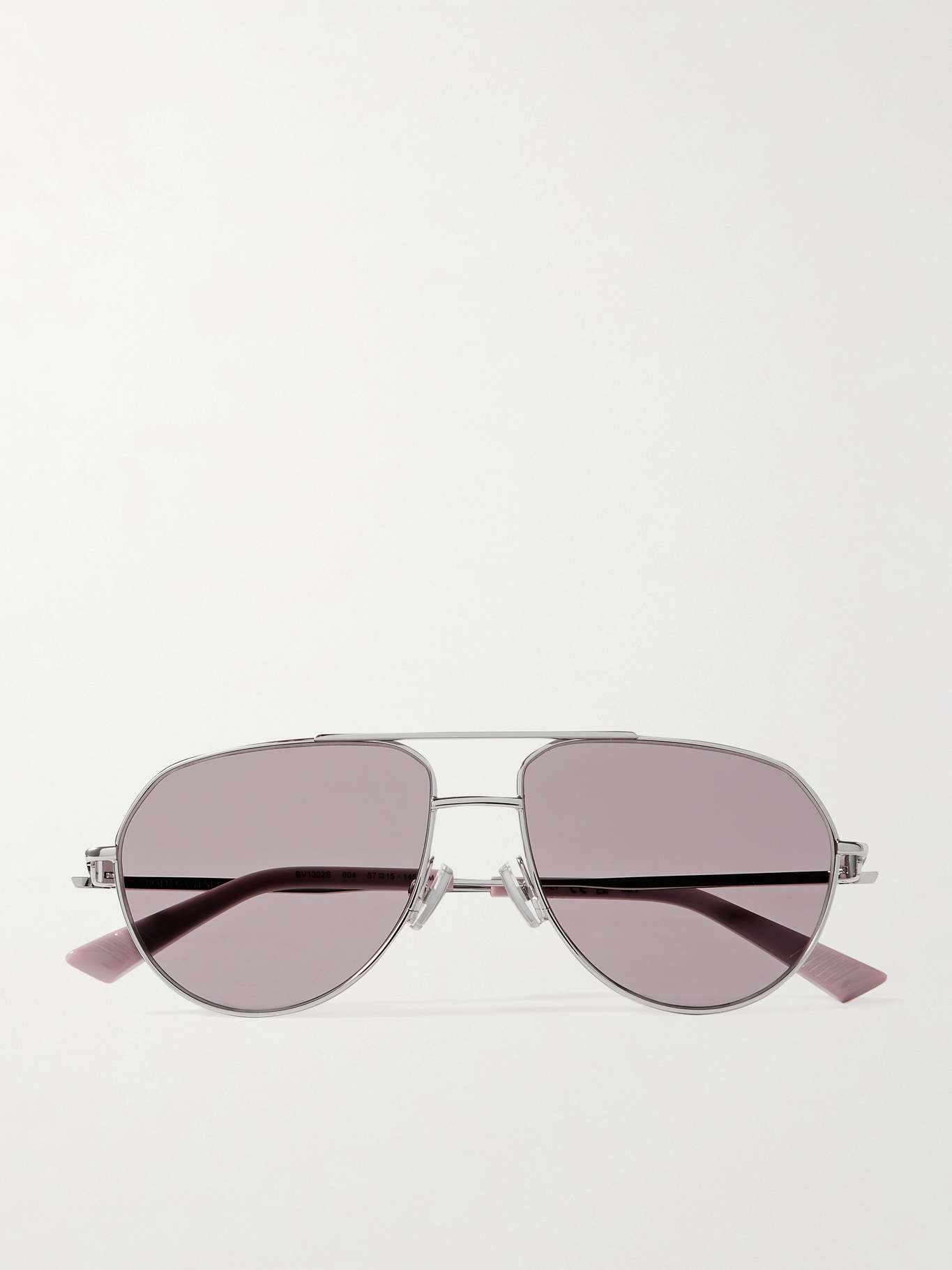 Aviator-style silver-tone sunglasses - 1