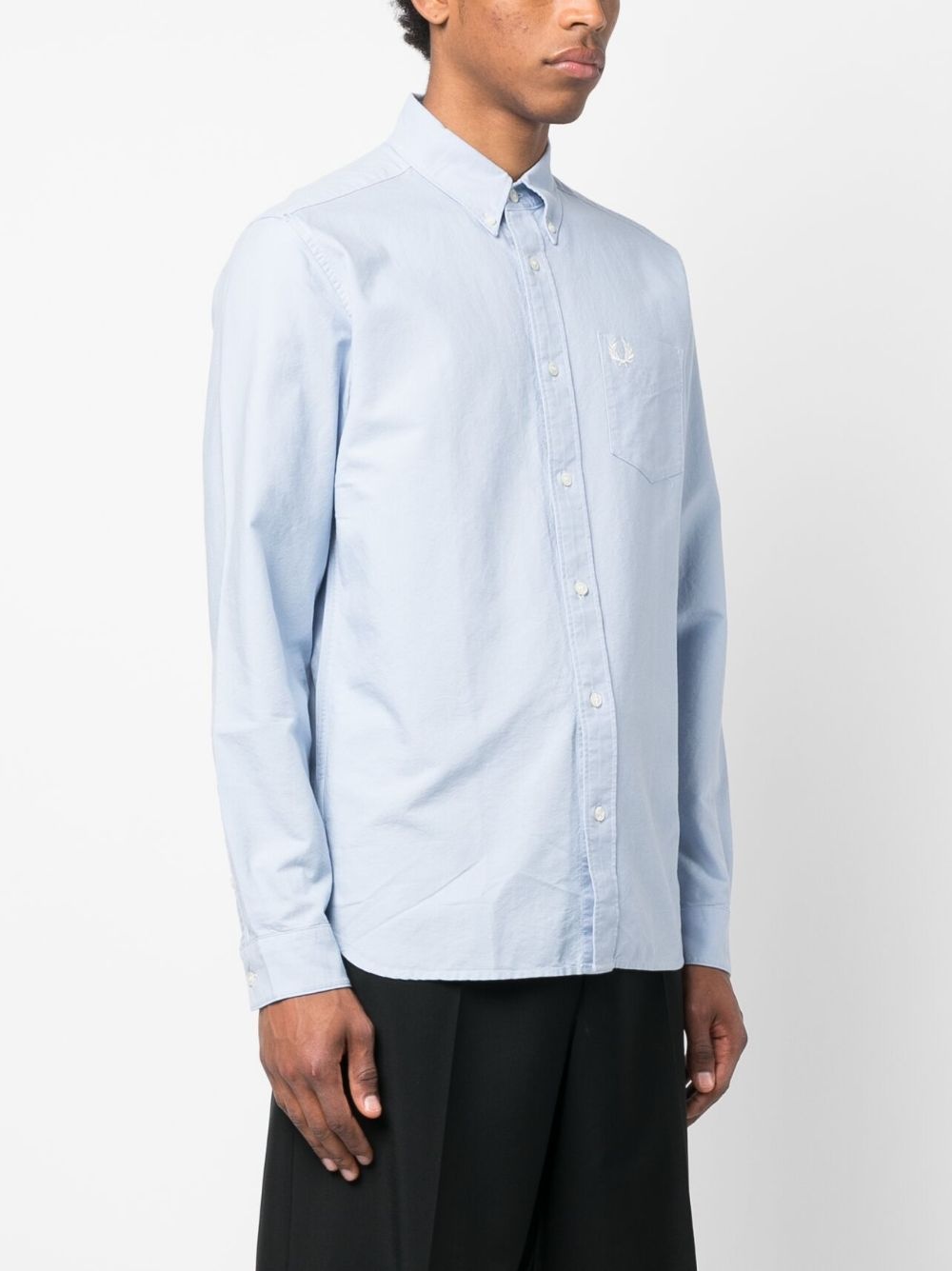 logo-embroidery cotton shirt - 3