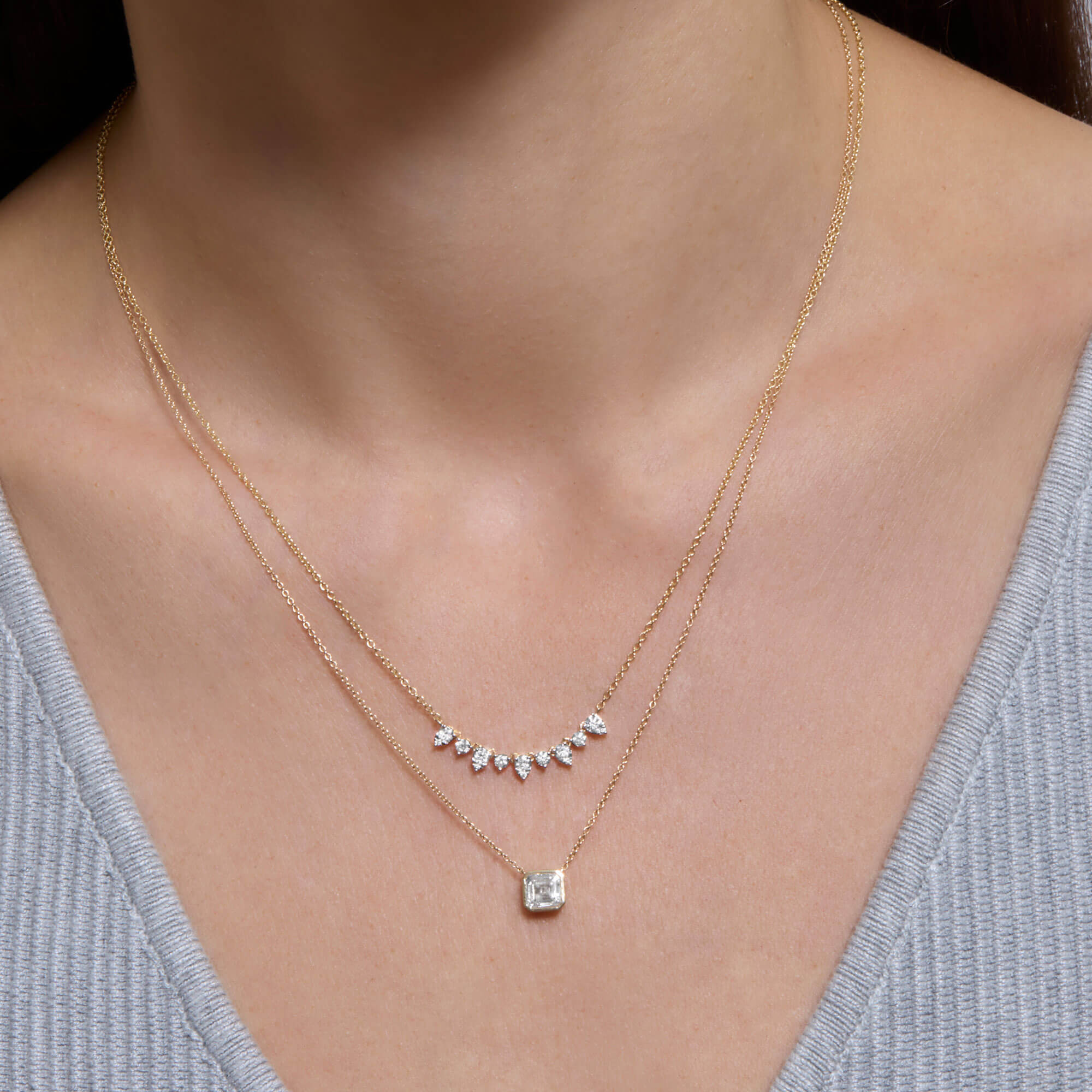 1 CTW LAB-Created Asscher Necklace - 5