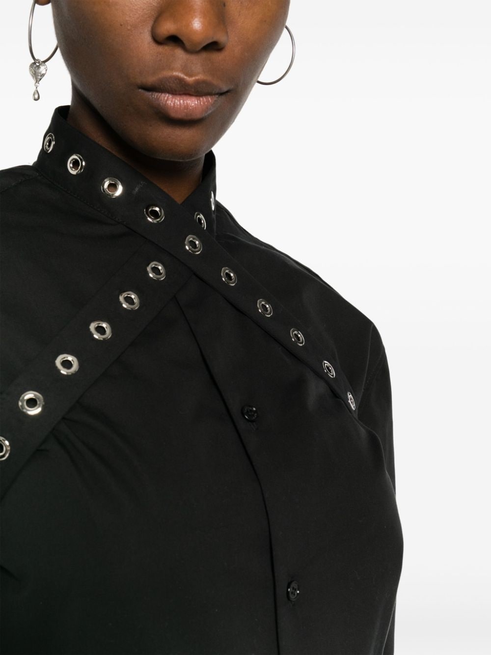 eyelet-strap cotton shirt - 5