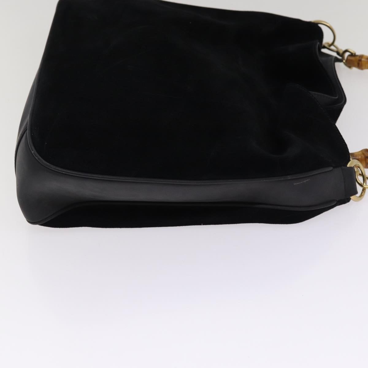GUCCI Bamboo Hand Bag Suede Black Gold 001 1014 1577 0 - 2