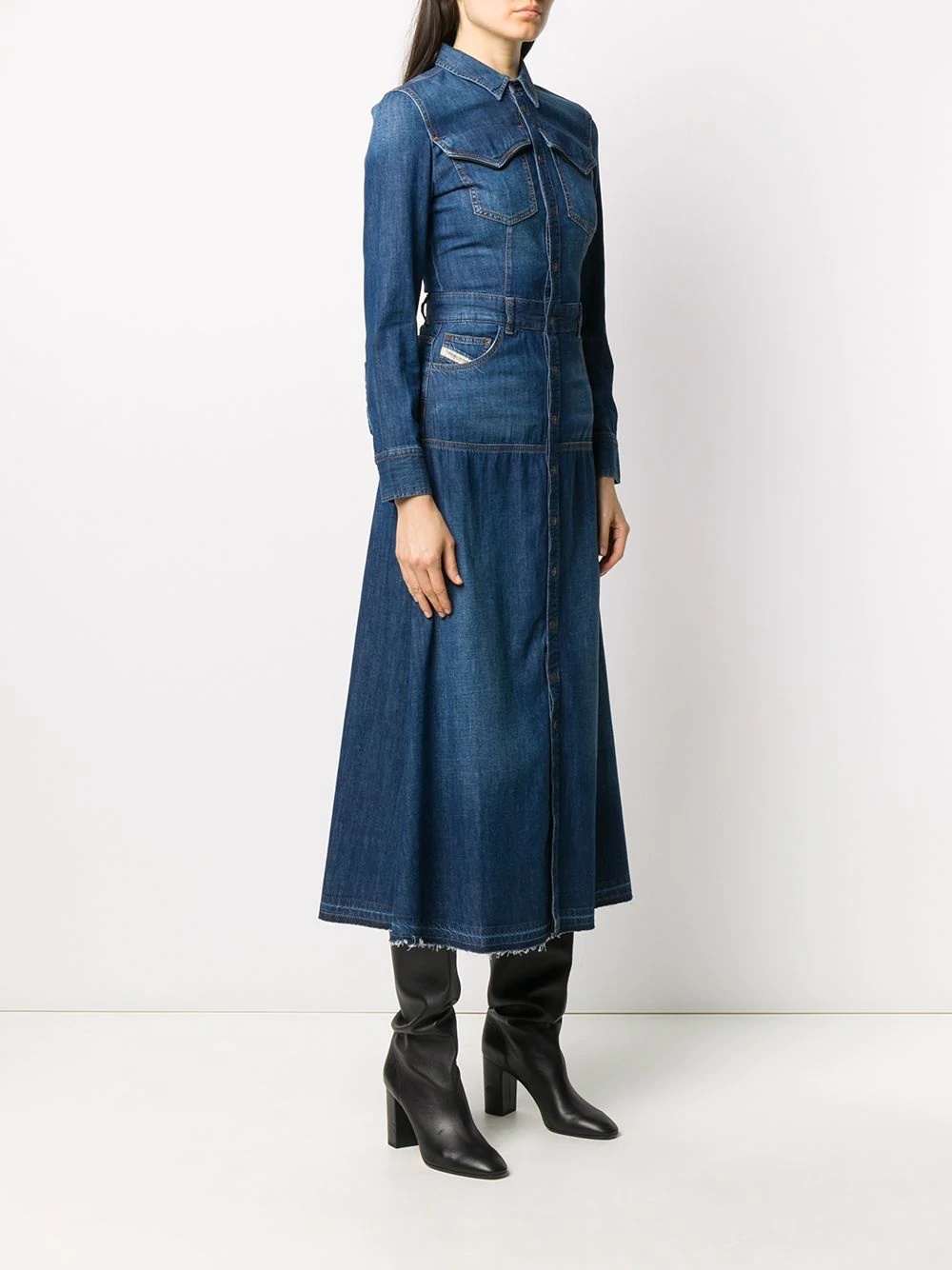 denim mid-length dress - 3