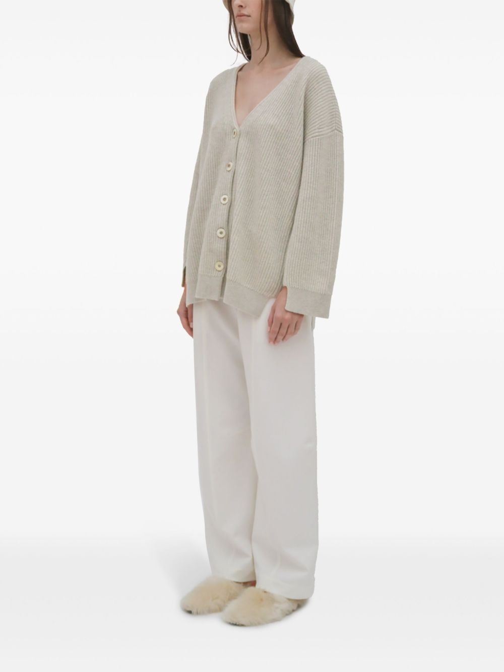 ribbed panelled cardigan - 3