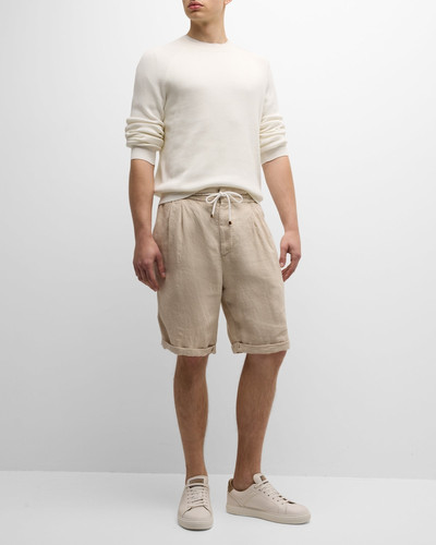Brunello Cucinelli Men's Linen Double-Pleated Drawstring Shorts outlook