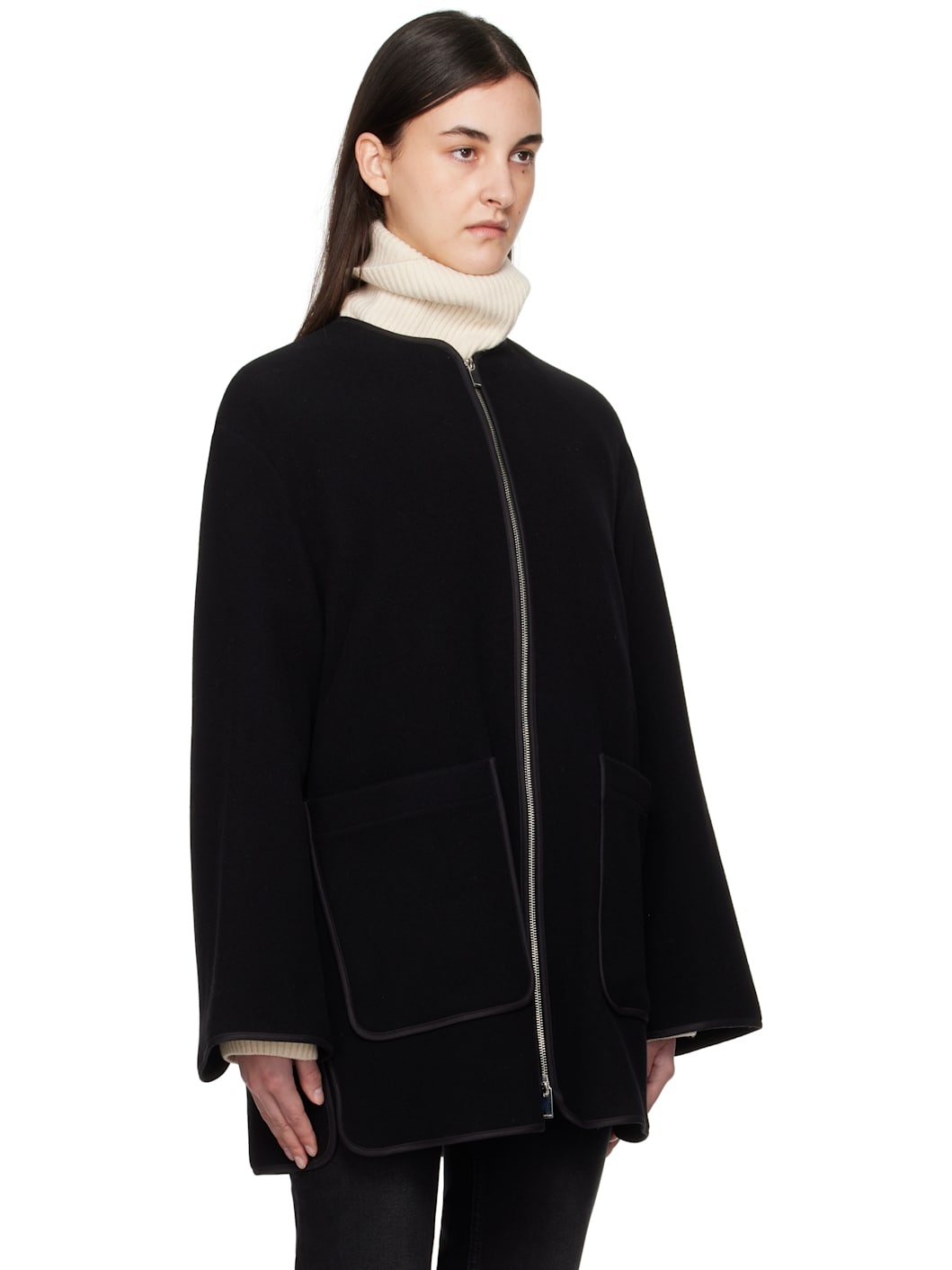 Black Felted Wool Jacket - 2