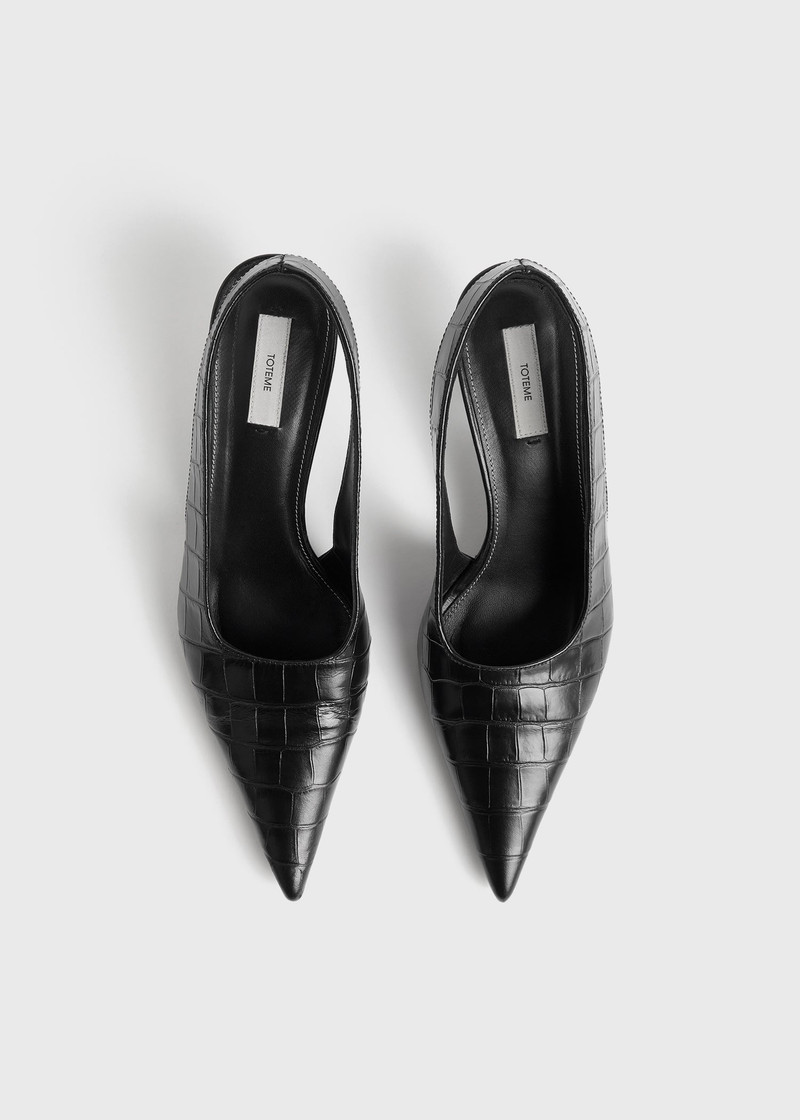 Classic croco-embossed slingbacks black 4