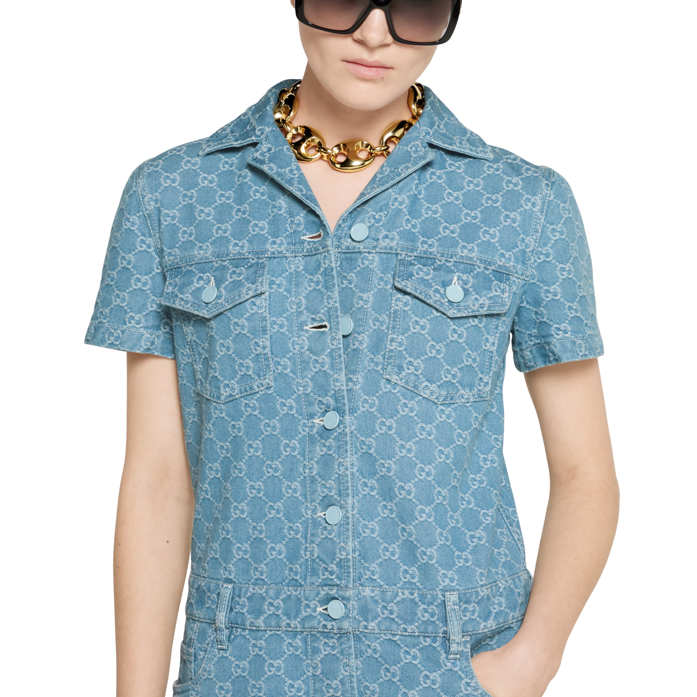 GG denim jacquard jumpsuit - 5