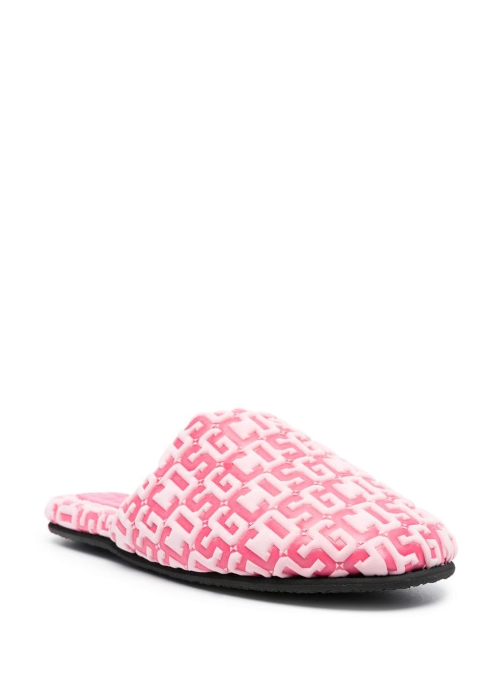 monogram-pattern round-toe slippers - 2