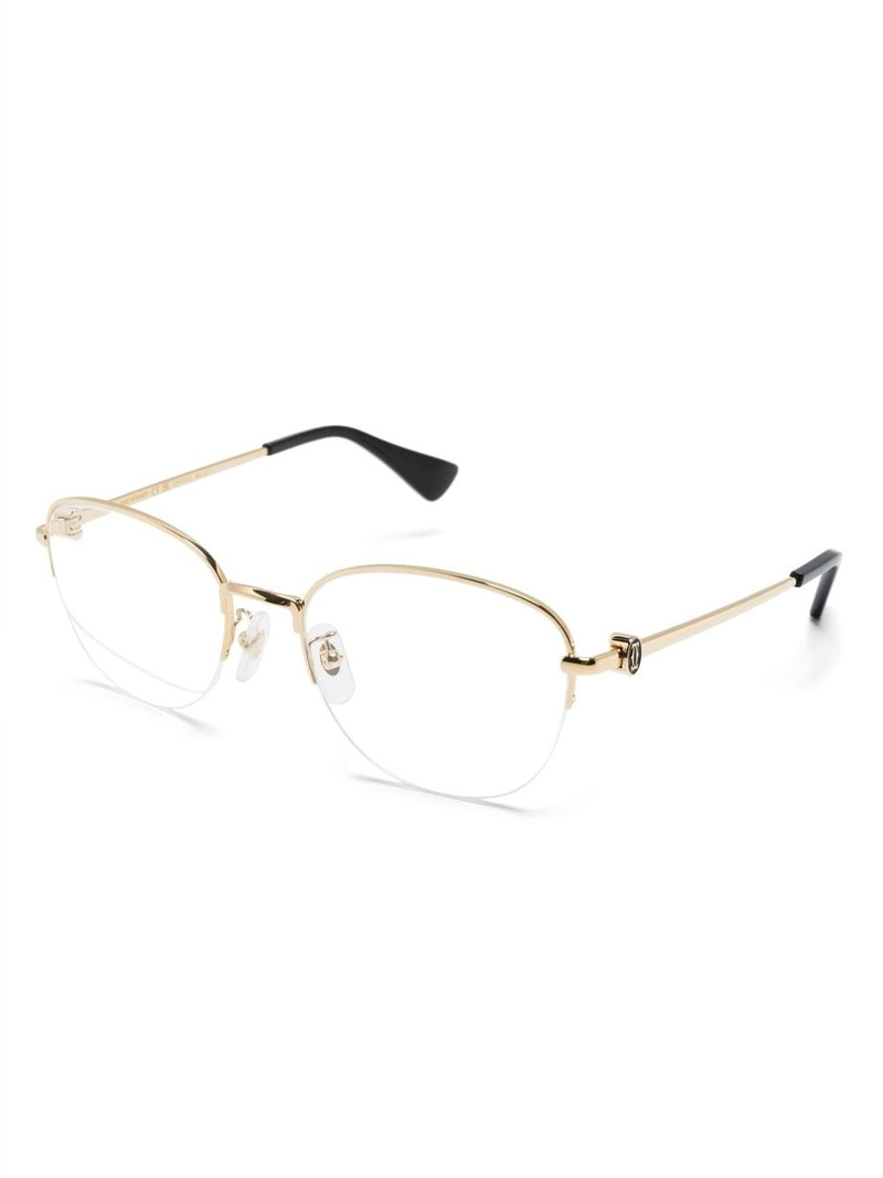 Cartier logo-plaque round-frame glasses outlook