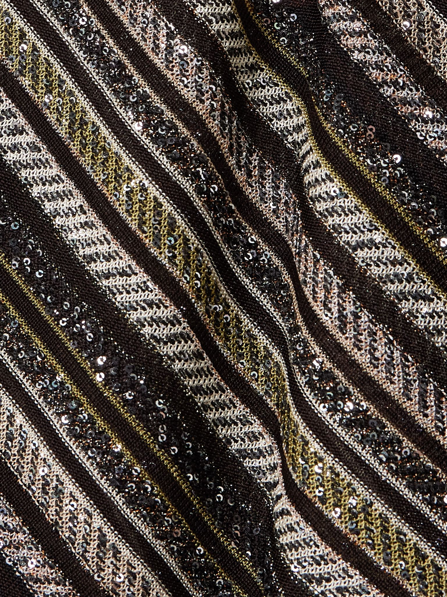 Sequined striped crochet-knit halterneck top Metallic - 4