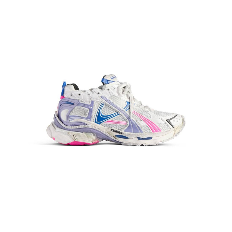 Women's Runner Sneaker in White/lilac/neon Pink/navy - 1