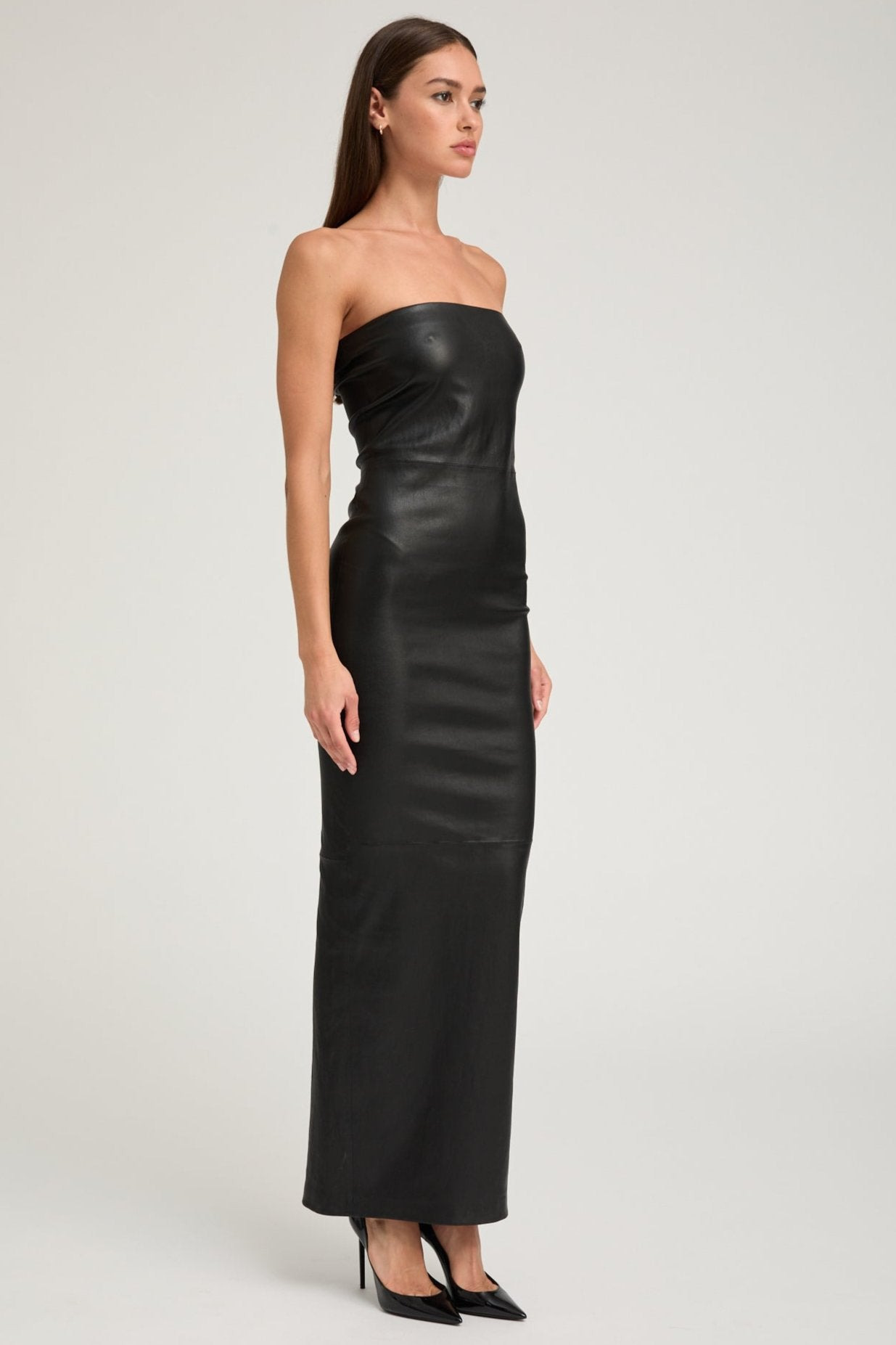 BLACK LEATHER GOWN - 3