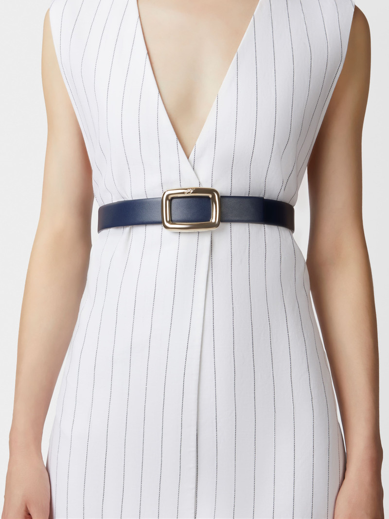 Roger Vivier Viv' Choc Metal Buckle Belt in Leather outlook