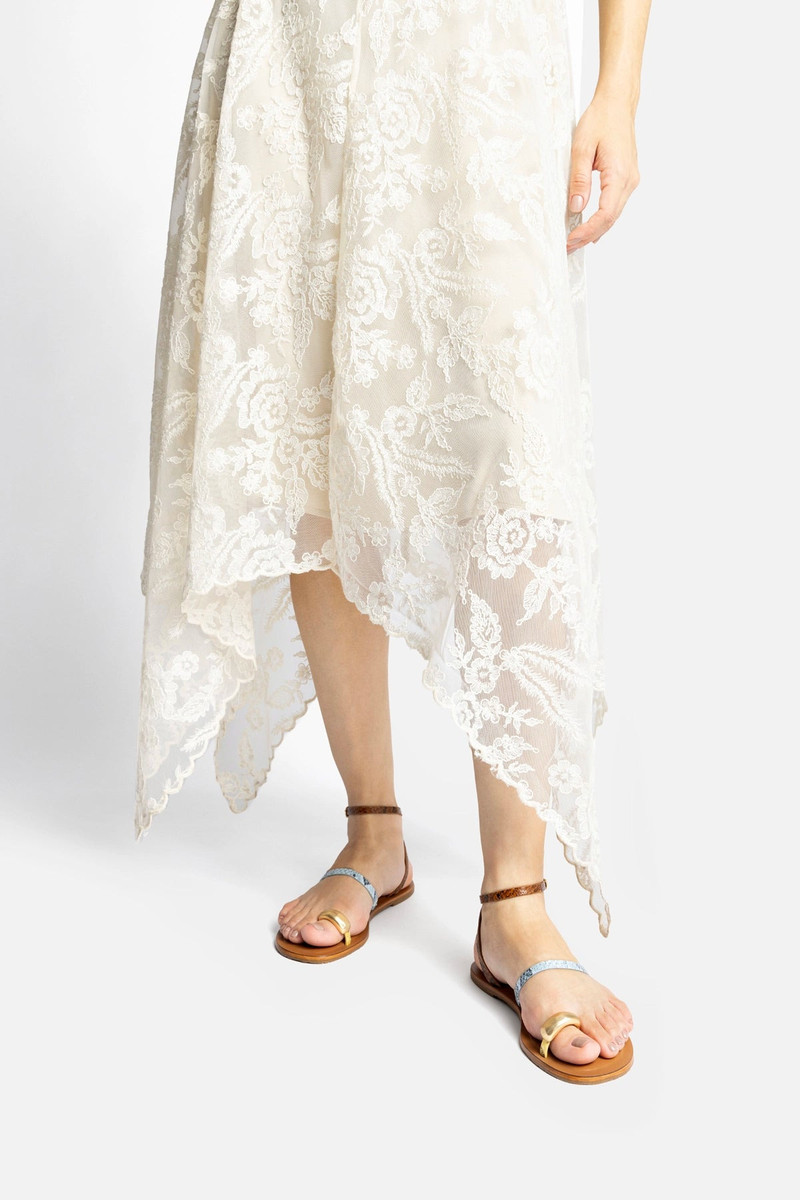 Biarritz Flat Sandal In Lemonade, Maya and Oud Python Embossed Leather 5