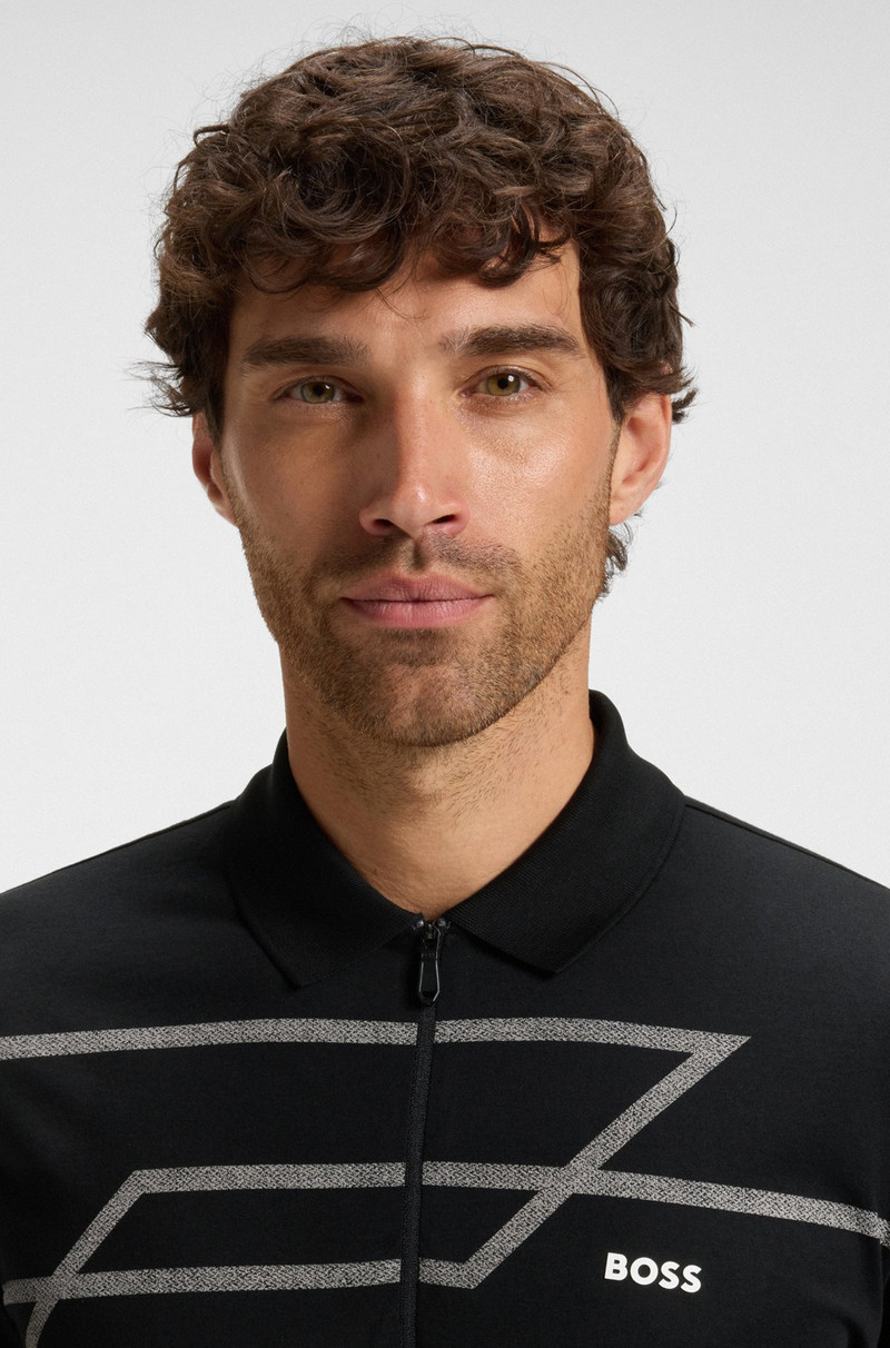 SLIM-FIT POLO SHIRT IN OXFORD COTTON WITH PRINTED FRONT PANEL 3
