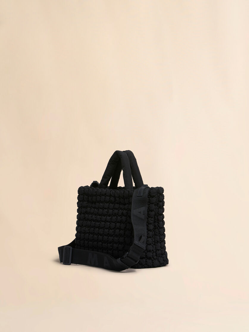 BLACK NYLON PUFF SMALL TOTE BAG - 3