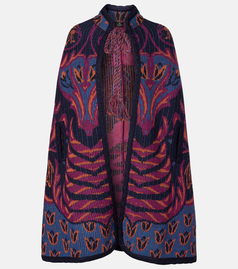 Jacquard 니트 케이프 코트 1