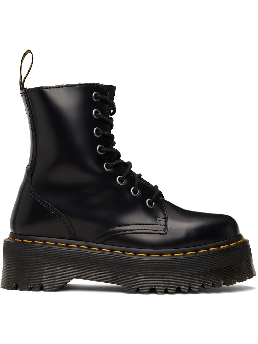 Black Jadon Smooth Leather Platform Boots - 1