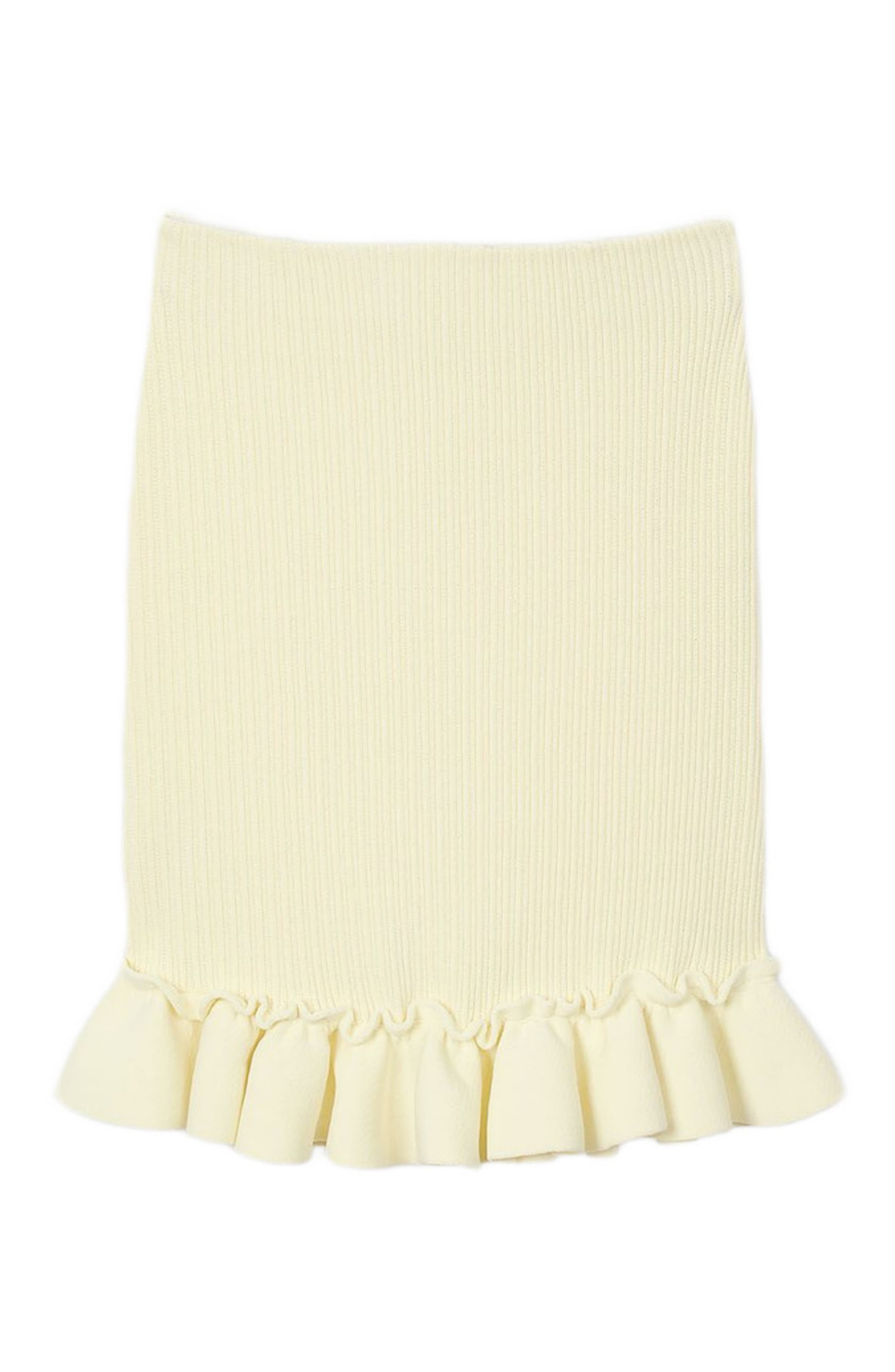 SANDRO Knitted skirt with ruffle in Light Yellow at Nordstrom - 5
