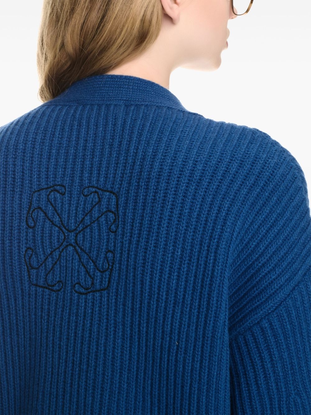 logo-embroidered cardigan - 5
