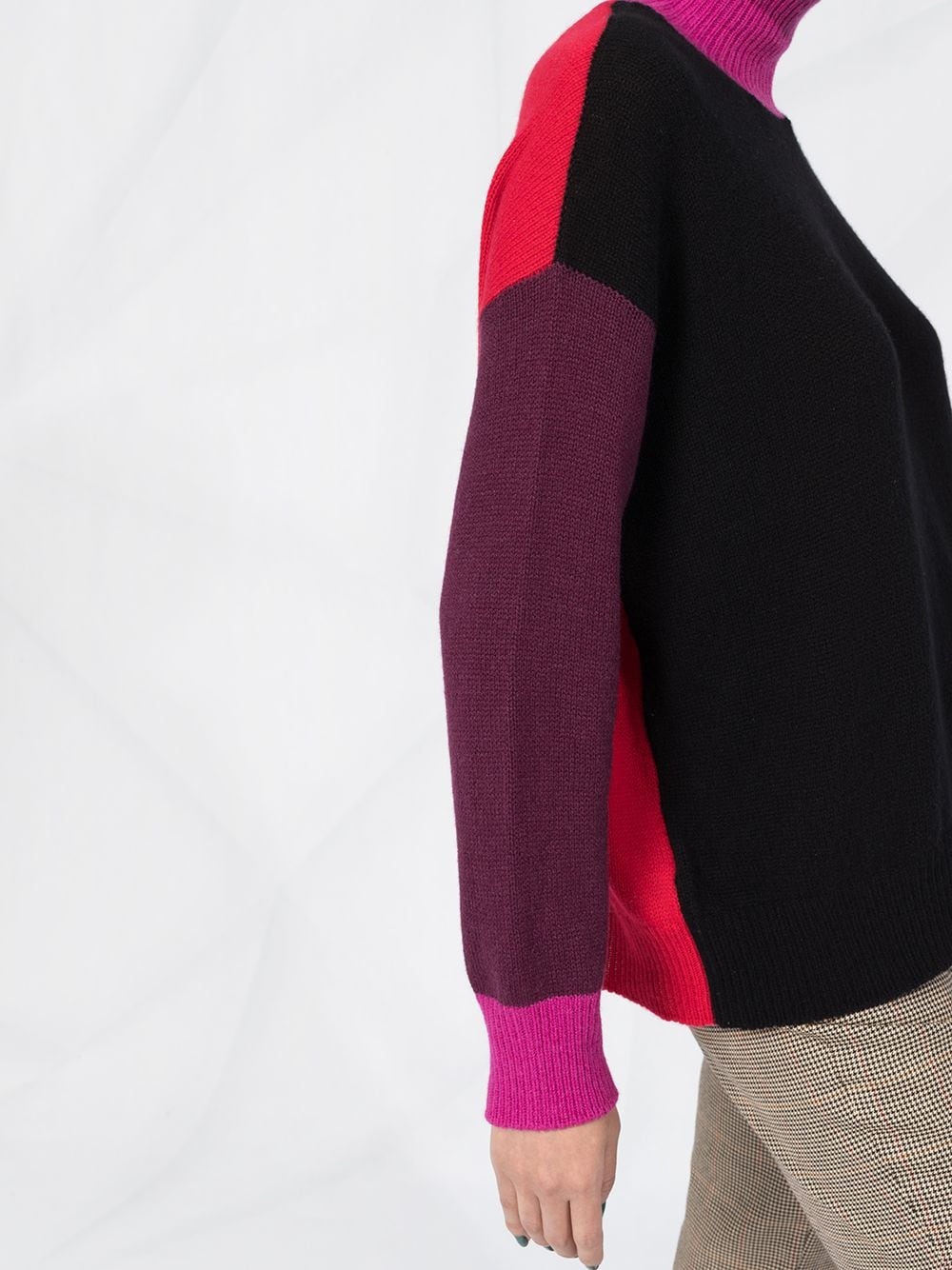 colour-block turtleneck jumper - 3