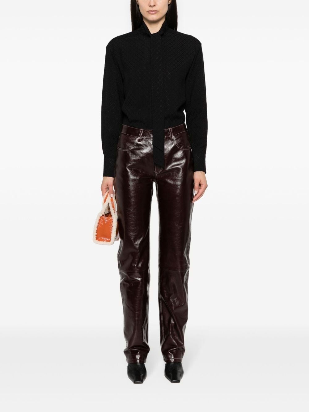 diamond-jacquard blouse - 2