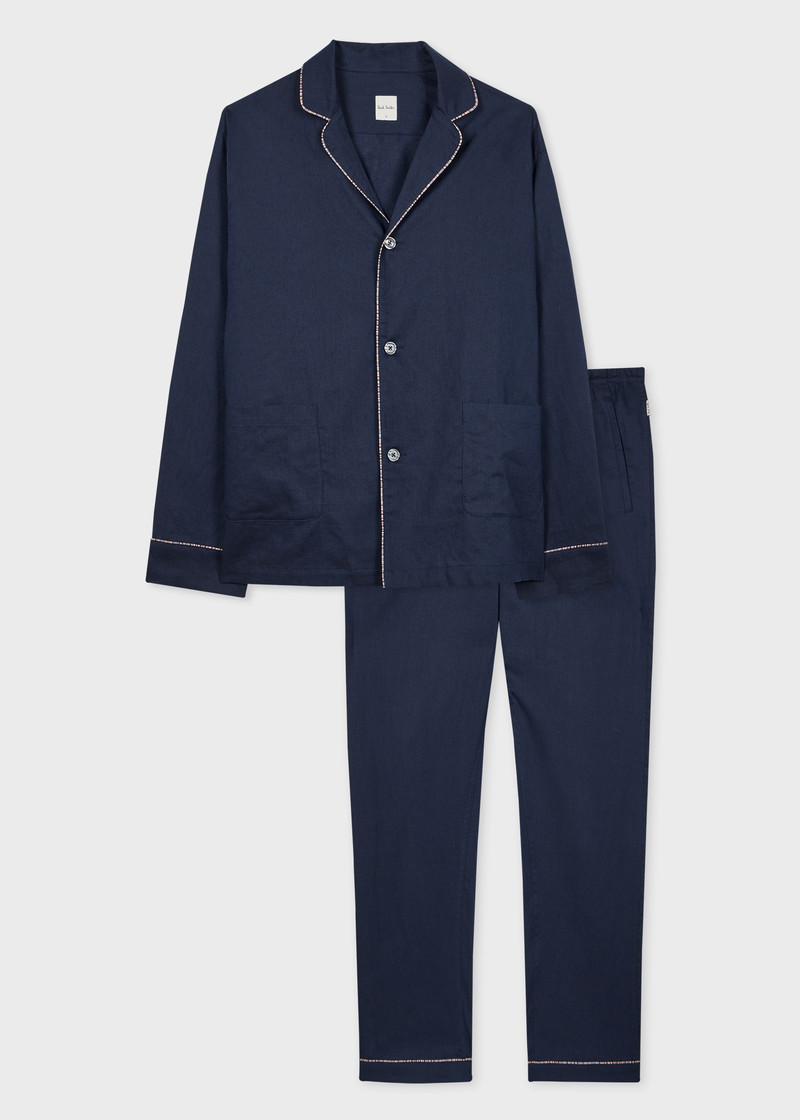 Navy 'Signature Stripe' Trim Pyjama Set 1