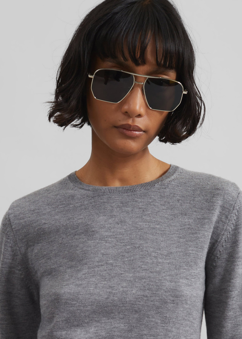 Veer Zip Cropped Sweater - Grey 3