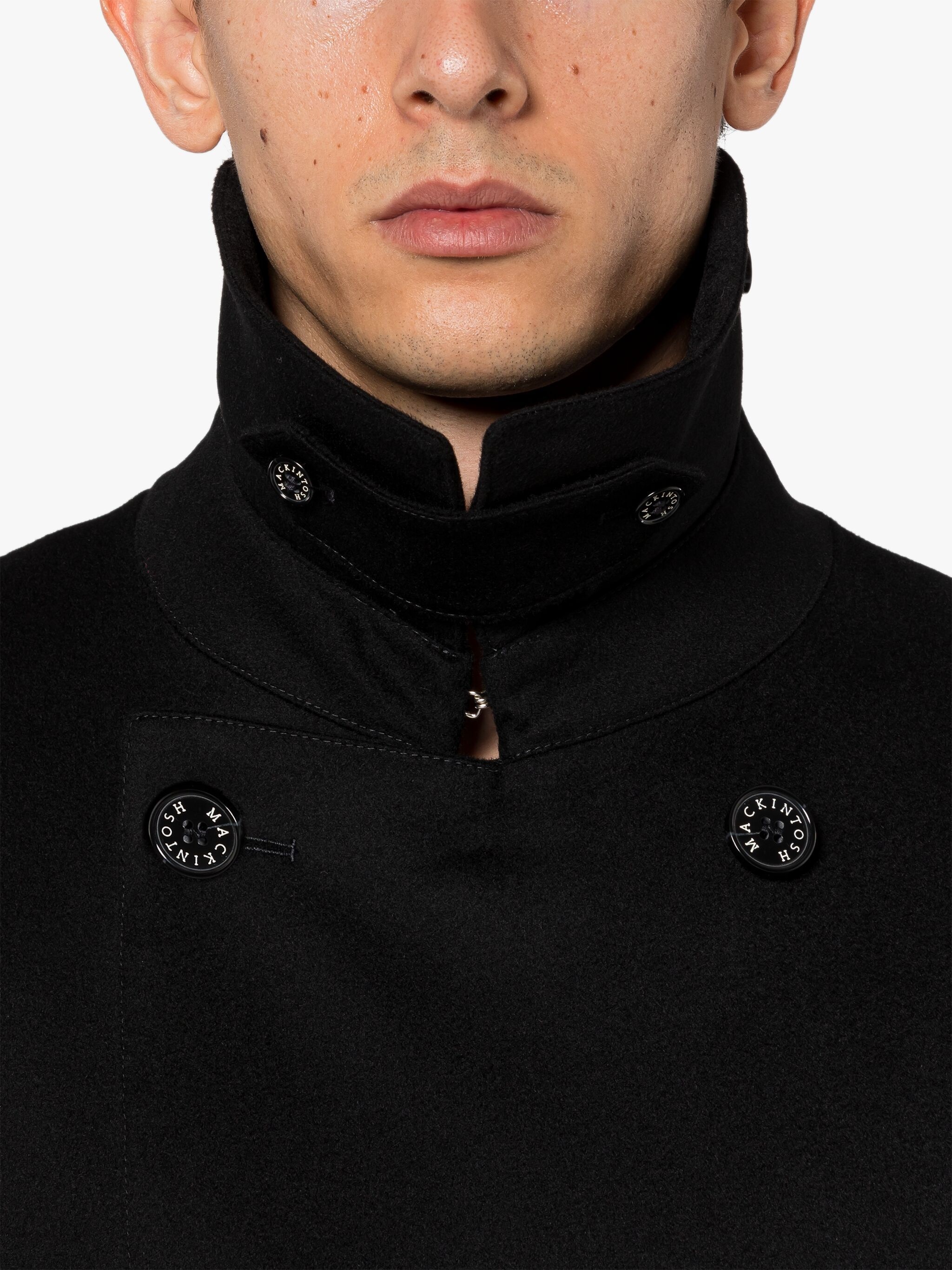 FETLAR BLACK RAIN SYSTEM WOOL SHORT TRENCH COAT - 3