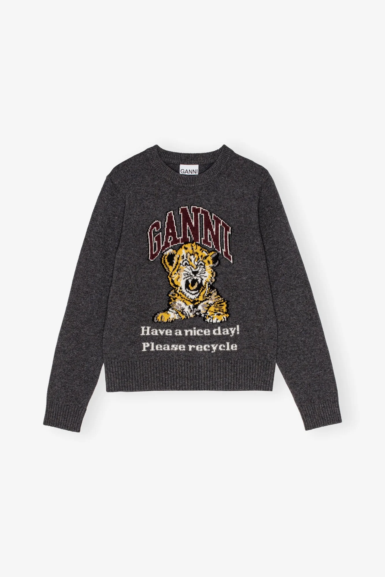 DARK GREY GRAPHIC TIGER PULLOVER - 1