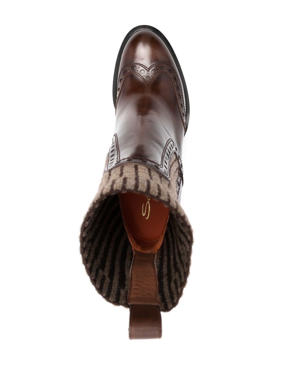 mid-heel brogue sock boot - 4